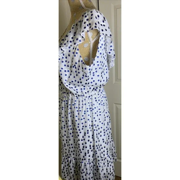 Lilly Pulitzer Madelina Dress Large Bennet Blue Polka Dot Ruffle Summer Flirty - Picture 9 of 16